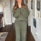 Women's Casual V-Neck Pullover and Pants Set