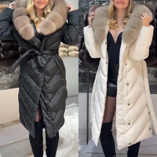 🧥🔥50 % Rabatt🔥Eleganter Damen-Baumwollmantel mit Pelzkragen 👑 Warm, schick & schnell ausverkauft!