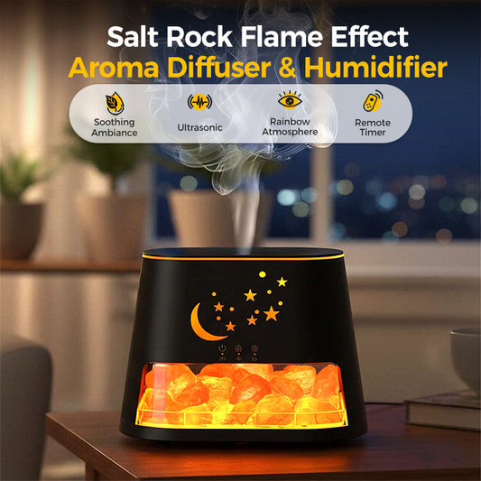 ⏳Nur für kurze Zeit 50 % Rabatt⏰Salt Rock Aroma-Diffusor und Luftbefeuchter mit Flammeneffekt