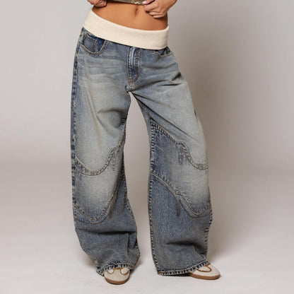 Women's Vintage Low-Rise Wide-Leg Jeans